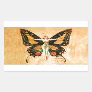 Flapper Butterfly Flying Frauan Illustration Rechteckiger Aufkleber