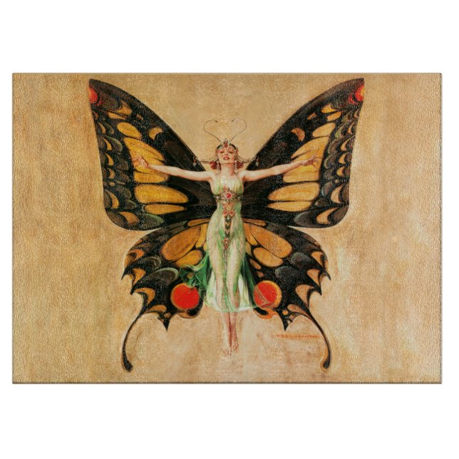 Flapper Butterfly Flying Frauan Illustration Schneidebrett (Vorderseite)