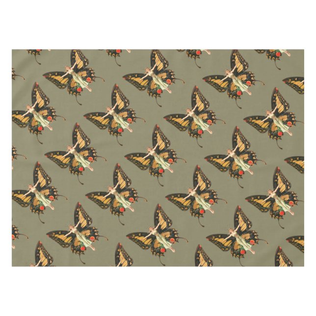 Flapper Butterfly Flying Frauan Illustration Tischdecke (Vorderseite (Horizontal))