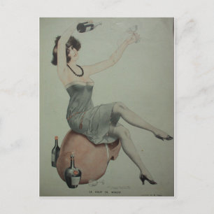 Flapper Champagne Girl der 1920er Postkarte