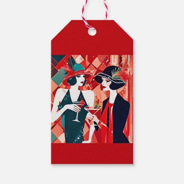Flapper Christmas Party Geschenkanhänger (Vorderseite)
