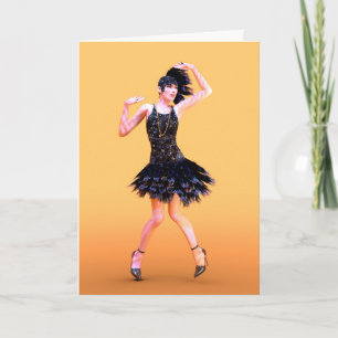 Flapper Dancing Vintag Karte