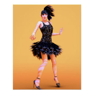 Flapper Dancing Vintag Poster