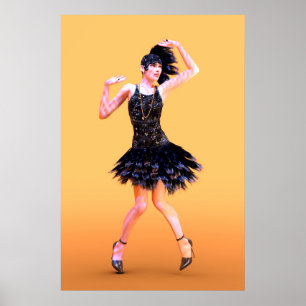 Flapper Dancing Vintag Poster