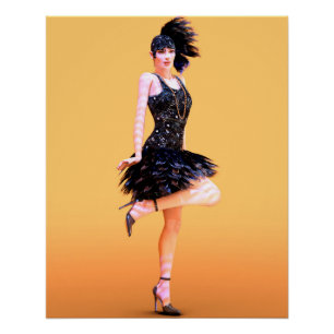 Flapper Dancing Vintag Poster