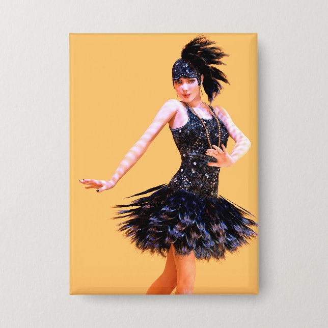 Flapper Dancing Vintage Button (Vorderseite)