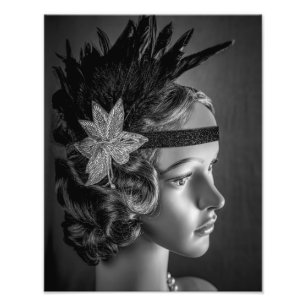Flapper der 1289-1920er Jahre mit Headband Fotodruck
