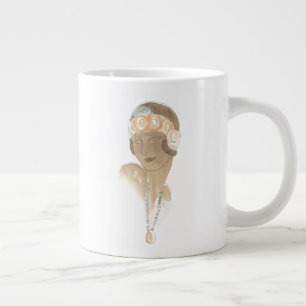 Flapper Fashion Sketch - Frau mit Haarstück Jumbo-Tasse
