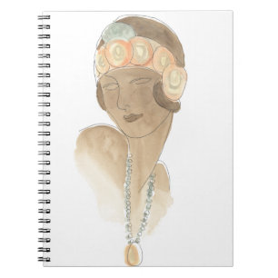 Flapper Fashion Sketch - Frau mit Haarteil Notizblock
