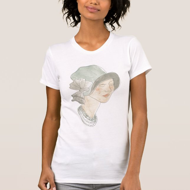 Flapper Fashion Sketch - Frau mit Hut T-Shirt (Vorderseite)