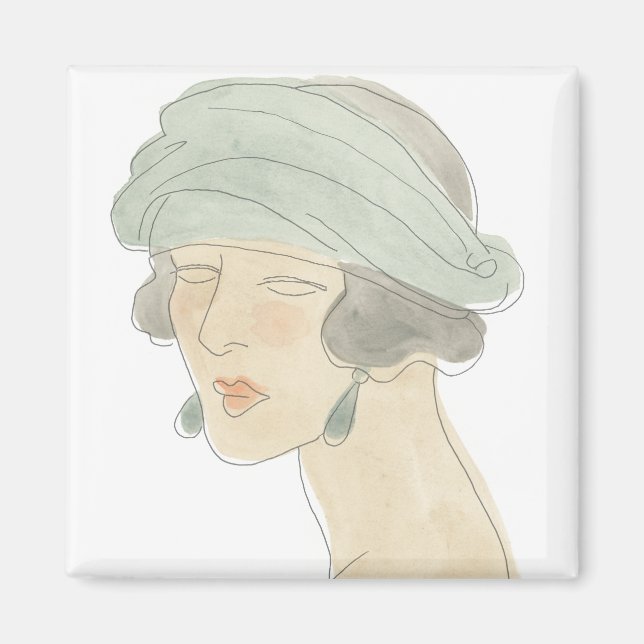 Flapper Fashion Sketch - Portrait Magnet (Vorne)