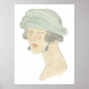 Flapper Fashion Sketch - Portrait Poster