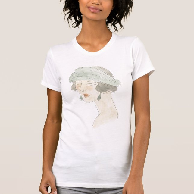 Flapper Fashion Sketch - Portrait T-Shirt (Vorderseite)