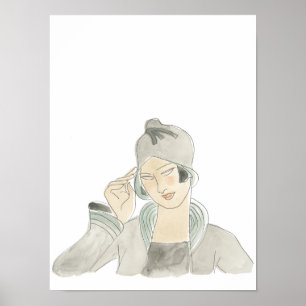 Flapper Fashion Sketch Poster