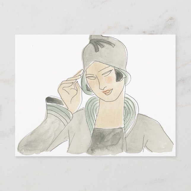 Flapper Fashion Sketch Postkarte (Vorderseite)