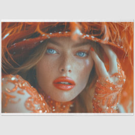 Flapper Flamboyance Lady in Orange Decoupage Seidenpapier