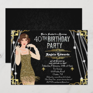 Flapper Girl Birthday Einladung