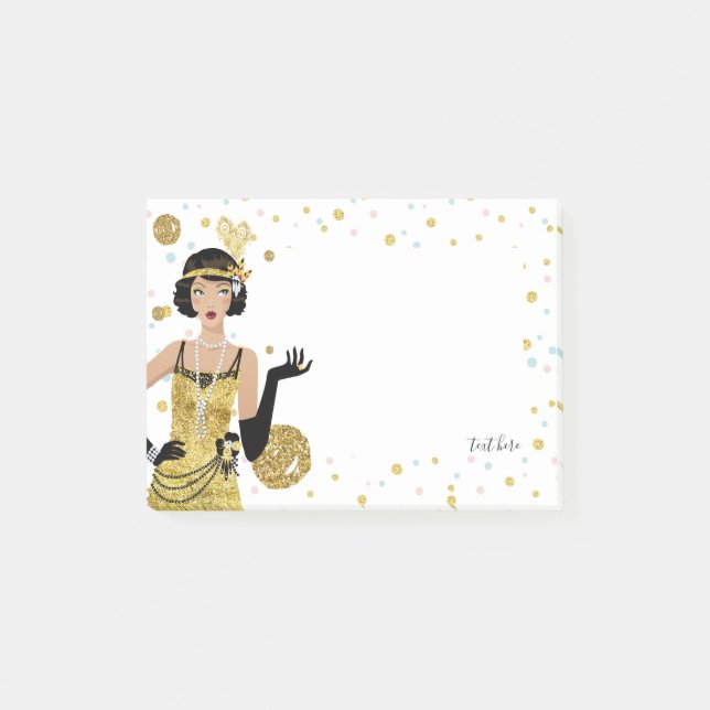 Flapper Girl Gatsby Theme der 20er Jahre Post-it Klebezettel (Vorderseite)