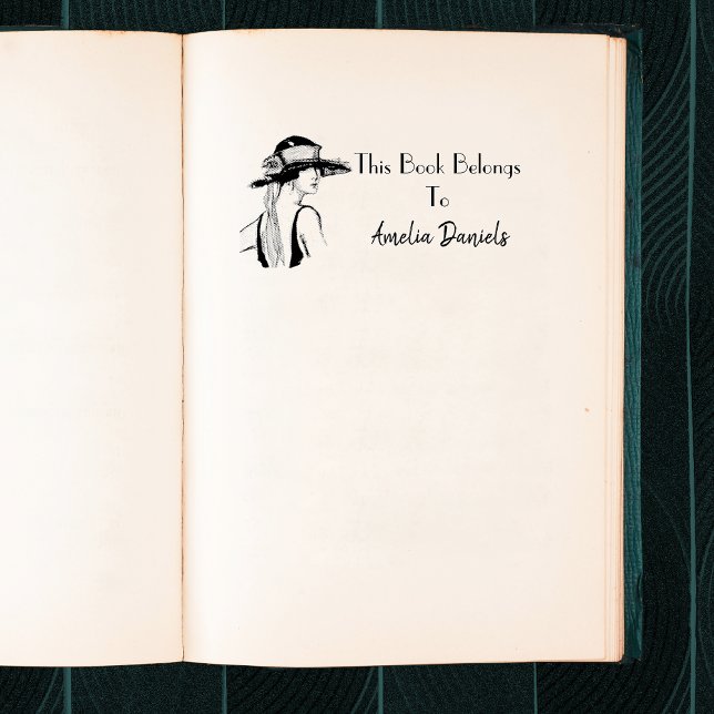 Flapper-Girl-Monogramm-Buchzeichen der 1920er Jahr Gummistempel (Von Creator hochgeladen)