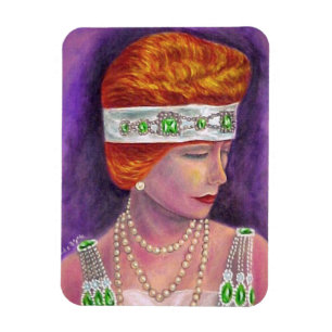 Flapper Girl Pearls Emeralds Headband 1920er Jewel Magnet