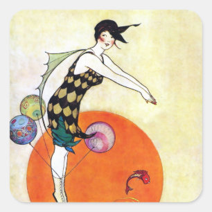 Flapper Girl Quadratischer Aufkleber
