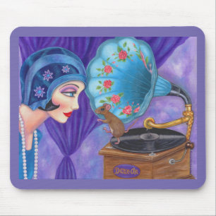Flapper Girl Roaring 20ties Maus Gramophon Mousepad