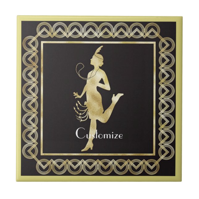 Flapper Girl Thunder_Cove der 1920er Jahre  Fliese (Vorderseite)