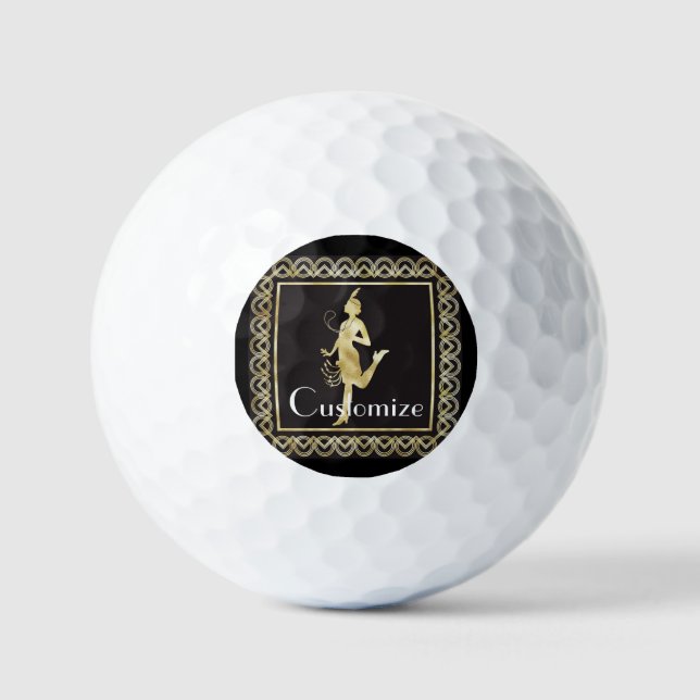 Flapper Girl Thunder_Cove der 1920er Jahre Golfball (Vorderseite)