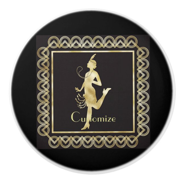 Flapper Girl Thunder_Cove der 1920er Jahre  Keramikknauf (Vorderseite)