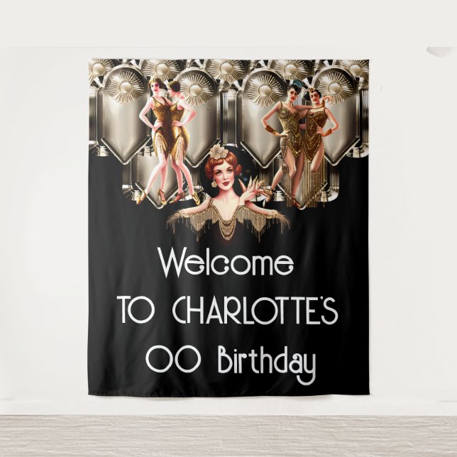 Flapper girls 1920 art Deko Great Gatsby theme Wandteppich (Vorderseite)