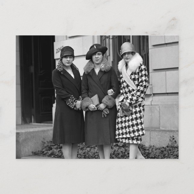 Flapper Girls, Cloche hats 1920er Postkarte (Vorderseite)
