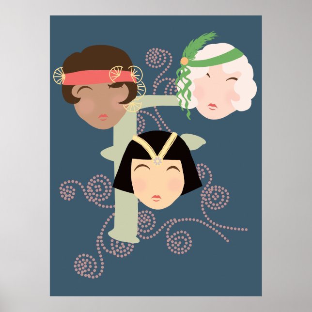 Flapper girls roaring twenties poster (Vorne)