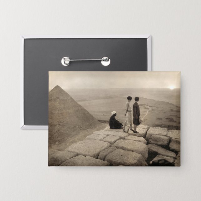 Flapper Girls Sunrise Khufu Pyramid, Ägypten 1920 Button (Vorderseite/Rückseite)