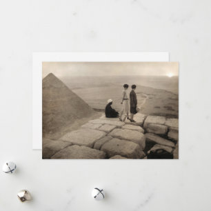 Flapper Girls Sunrise Khufu Pyramid, Ägypten 1920 Feiertagskarte