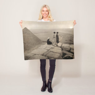 Flapper Girls Sunrise Khufu Pyramid, Ägypten 1920 Fleecedecke