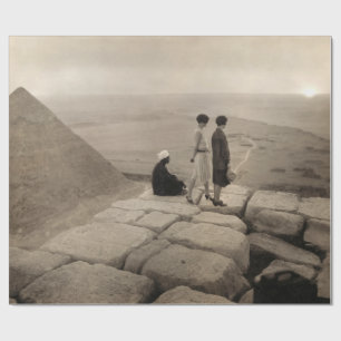 Flapper Girls Sunrise Khufu Pyramid, Ägypten 1920 Geschenkpapier