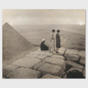 Flapper Girls Sunrise Khufu Pyramid, Ägypten 1920 Geschenkpapier