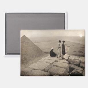 Flapper Girls Sunrise Khufu Pyramid, Ägypten 1920 Magnet