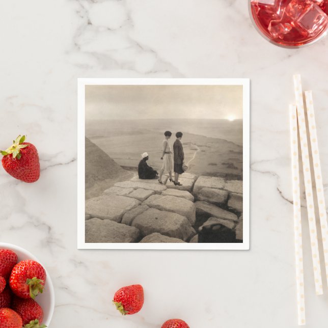 Flapper Girls Sunrise Khufu Pyramid, Ägypten 1920 Serviette (Beispiel)