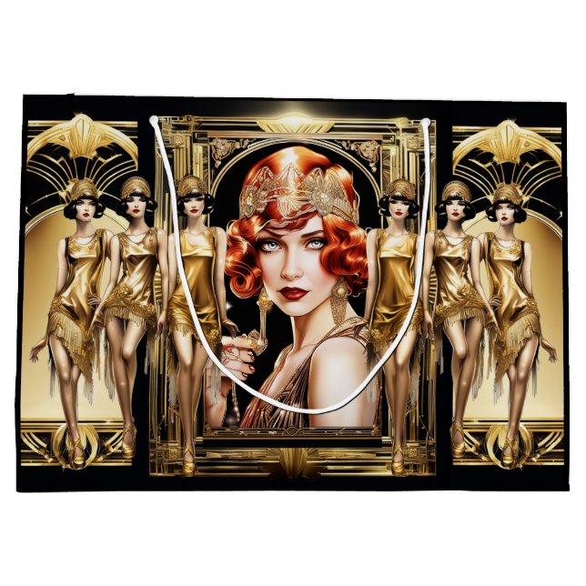Flapper großartige gatsby Girl redhead 1920er Part Große Geschenktüte (Rückseite)