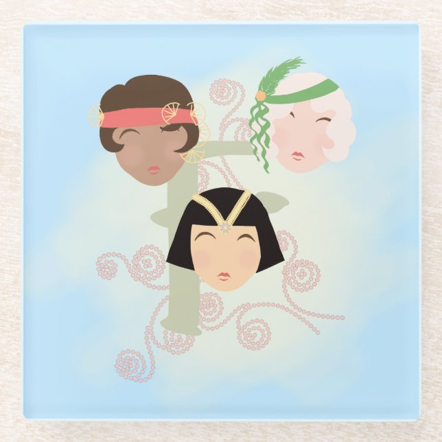 Flapper Mädchen der roaring twenties Glasuntersetzer (Vorderseite)