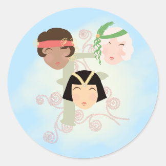 Flapper Mädchen der roaring twenties Runder Aufkleber