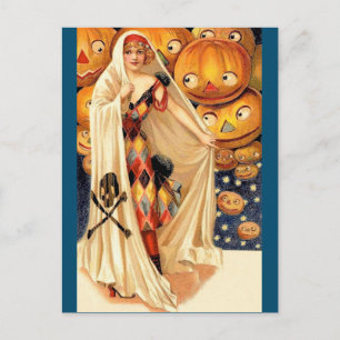 Flapper Mädchen Halloween Postkarte