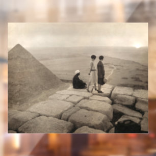 Flapper Mädchen Sonnenaufgang Pyramide des Cheops, Fensteraufkleber