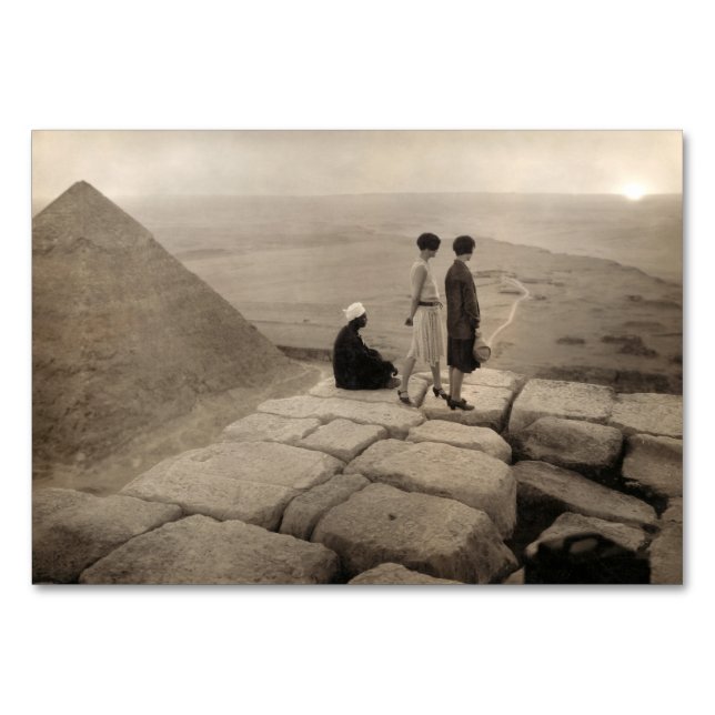 Flapper Mädchen Sonnenaufgang Pyramide des Cheops, Tischnummer (Vorderseite)