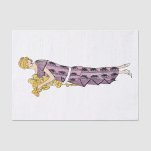 Flapper mit Blume, Decoupage Seidenpapier
