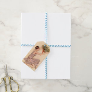 Flapper mit Mistelzweig  Geschenkanhänger