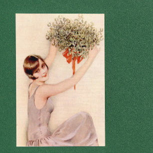 Flapper mit Mistelzweig J Magnetkarte
