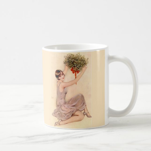 Flapper mit Mistelzweig Kaffeetasse (Rechts)