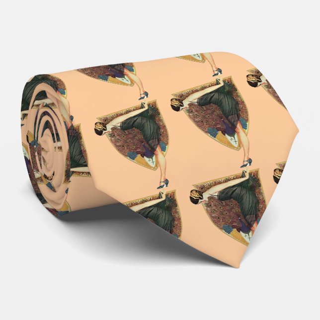Flapper mit PfauenEmblem Krawatte (Gerollt)